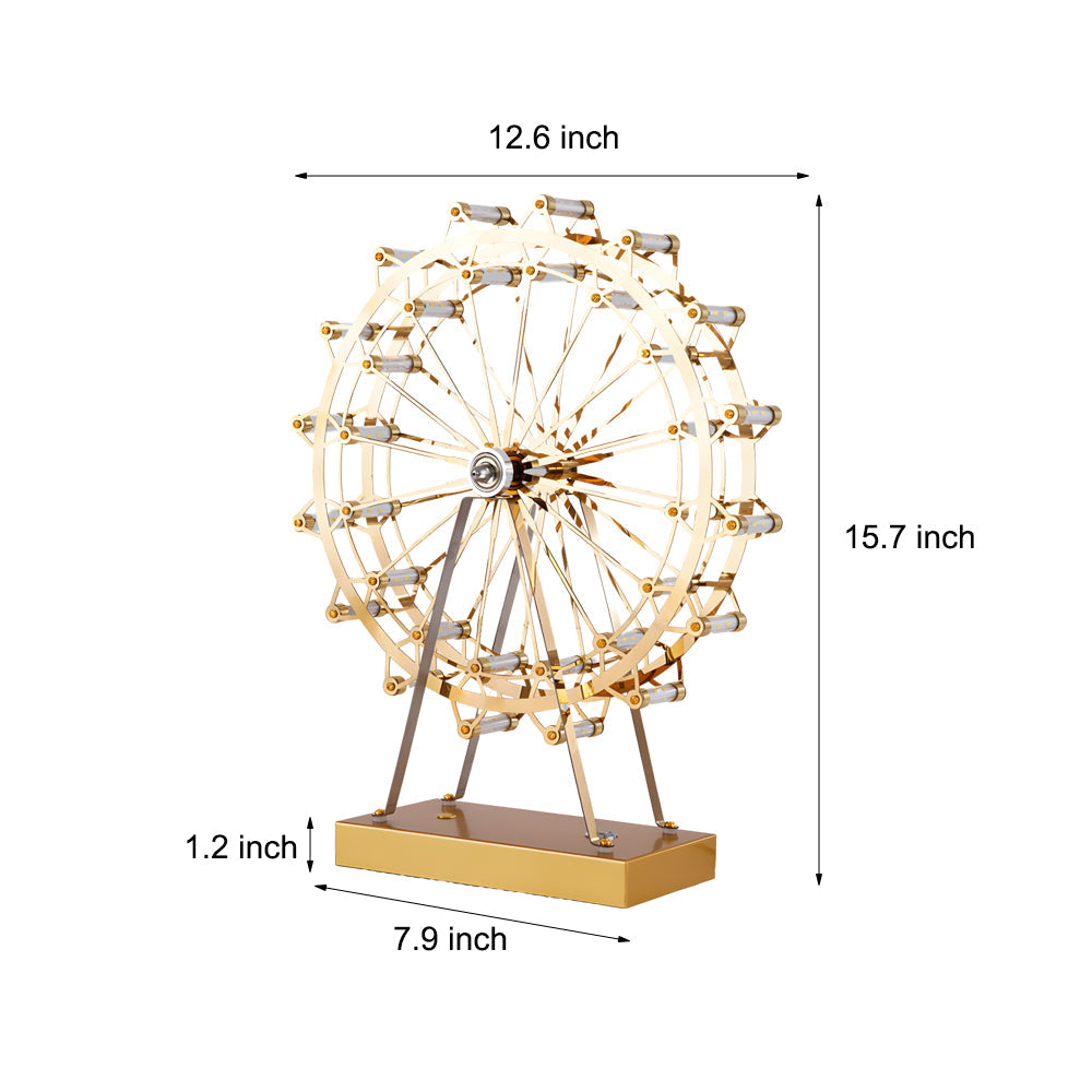 LumiFerris - Iron Golden Ferris Wheel Table Lamp with Integrated LED and Touch Switch