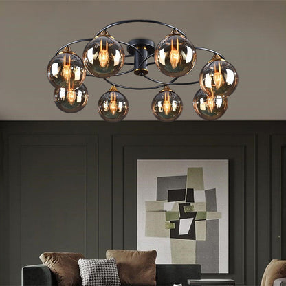 ValentinaLuxe - Vintage round smoked glass chandelier 