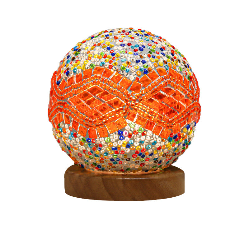 GloedNest - Spherical LED Dimmable Glass Bohemian Baroque Table Lamp Mosaic Night Light 3.9" 