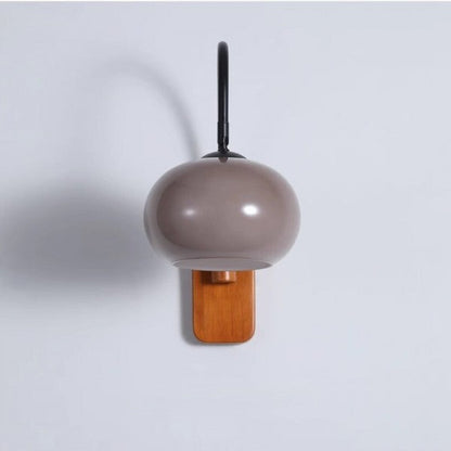 Orbite - Wall Lamp in Khaki Glass with Wooden Accent