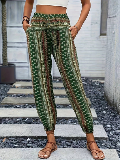 BohoBries | High-Waist Printed Trousers