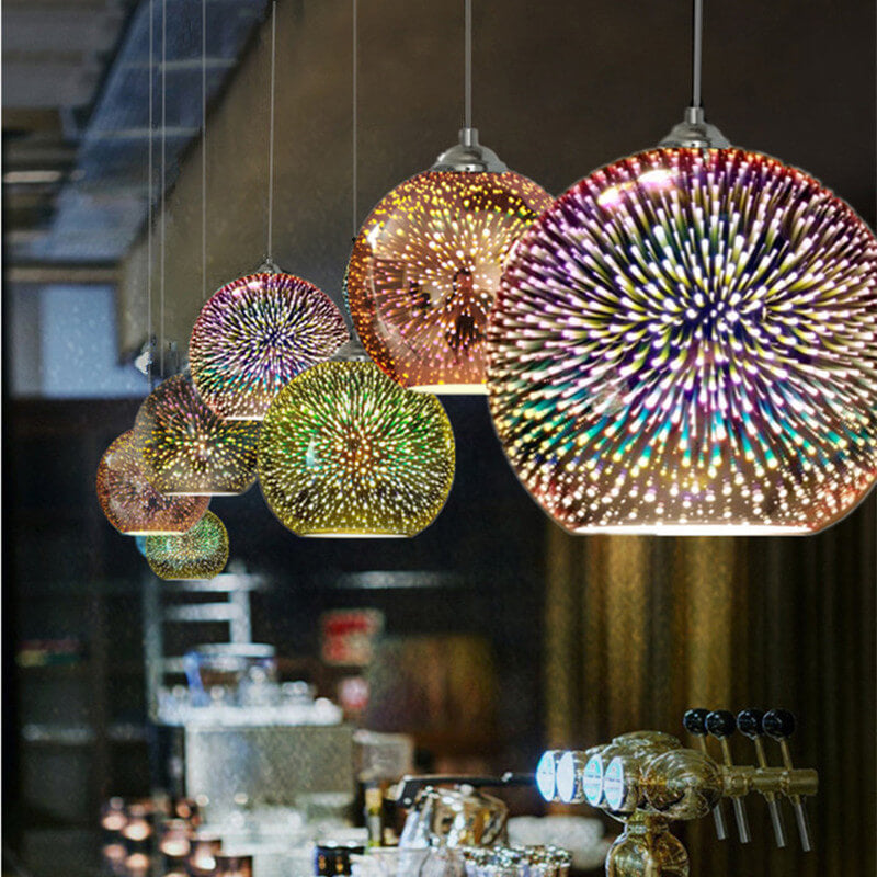 Innovative 3D Fireworks Colored Glass Pendant Lamp with 1 Light Source 