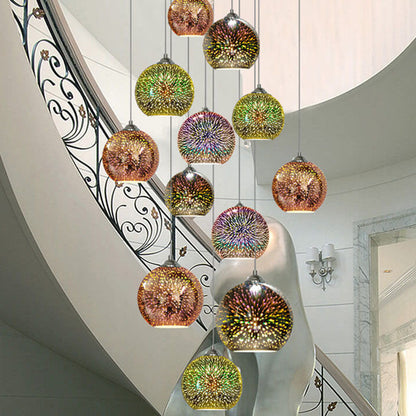 Innovative 3D Fireworks Colored Glass Pendant Lamp with 1 Light Source 