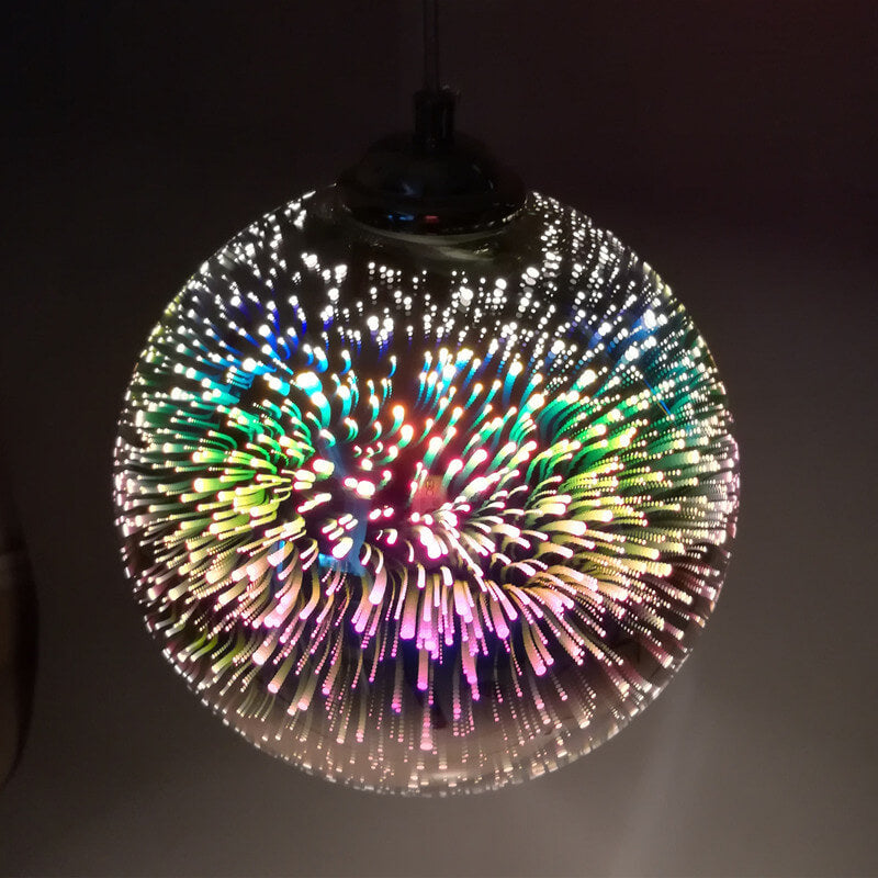 Innovative 3D Fireworks Colored Glass Pendant Lamp with 1 Light Source 