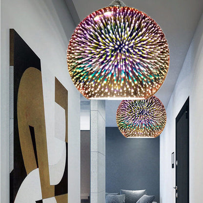 Innovative 3D Fireworks Colored Glass Pendant Lamp with 1 Light Source 