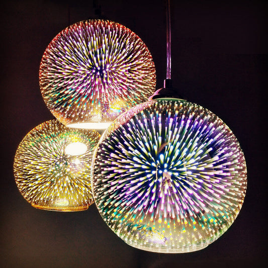 Modern Creative 3D Colorful Fireworks Glass 1-Light Dome Pendant Light 