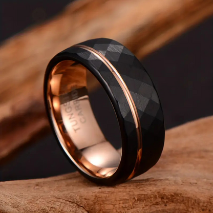 BagueElegante - Black Tungsten Ring with Pink Slot