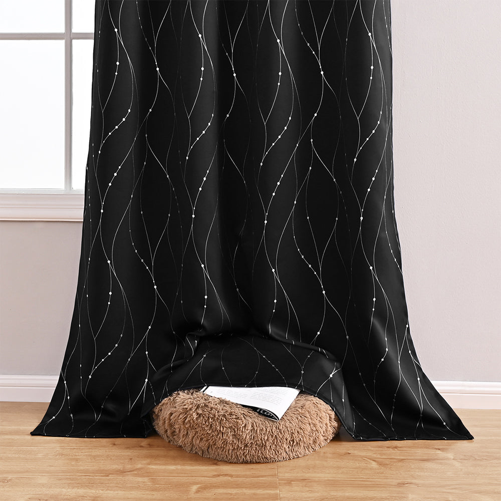 GiftedWave - Blackout curtain with wave and dot motifs 