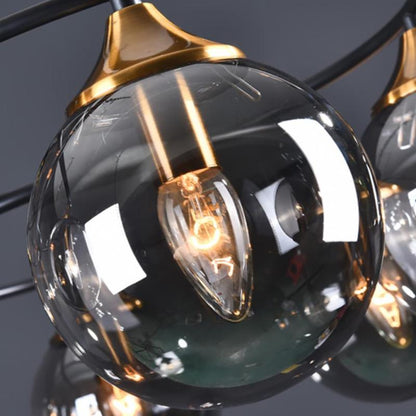 ValentinaLuxe - Vintage round smoked glass chandelier 