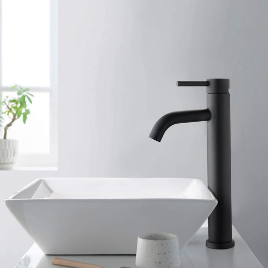 Black Cold Water Single Tap for Washbasin Mounting 