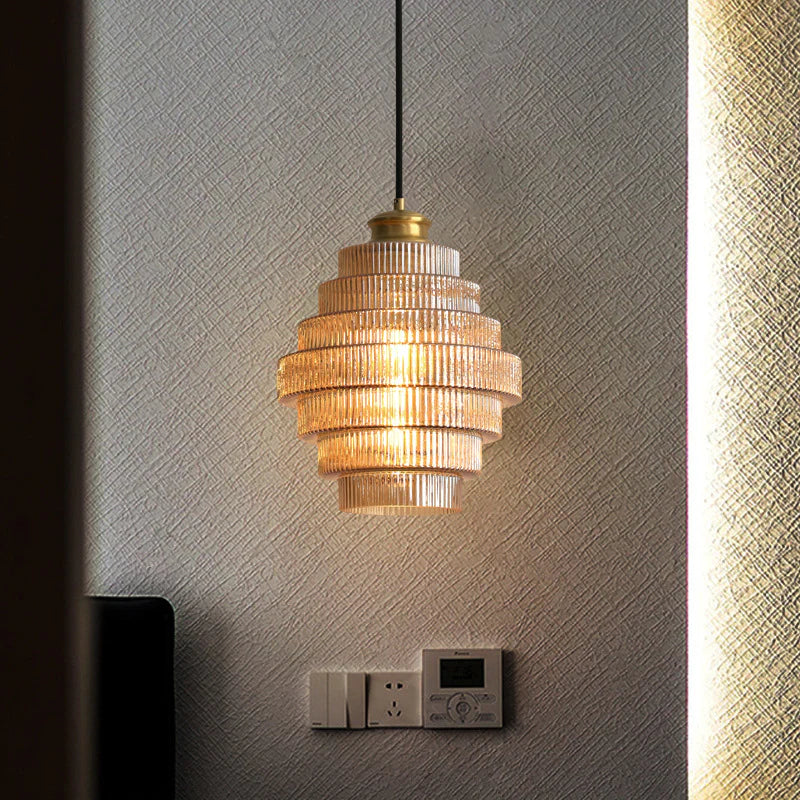 Glass and Brass Pendant Lamp in Bottle Shape