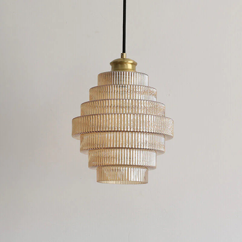 Glass and Brass Pendant Lamp in Bottle Shape