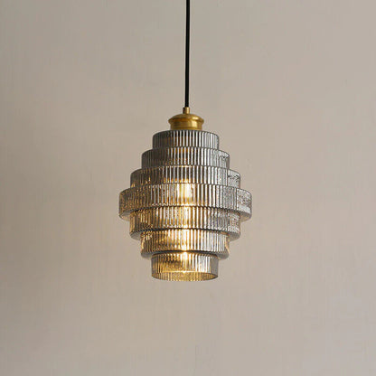 Glass and Brass Pendant Lamp in Bottle Shape