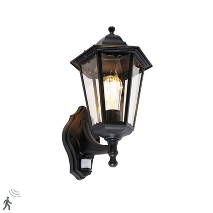 GloedWacht - Outdoor Wall Lantern Black with Motion Sensor