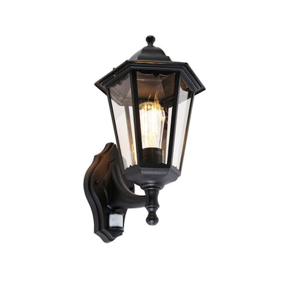 GloedWacht - Outdoor Wall Lantern Black with Motion Sensor