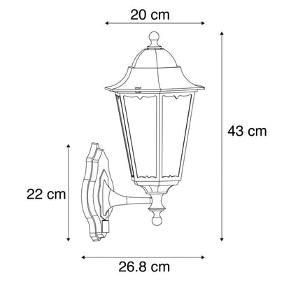 GloedWacht - Outdoor Wall Lantern Black with Motion Sensor