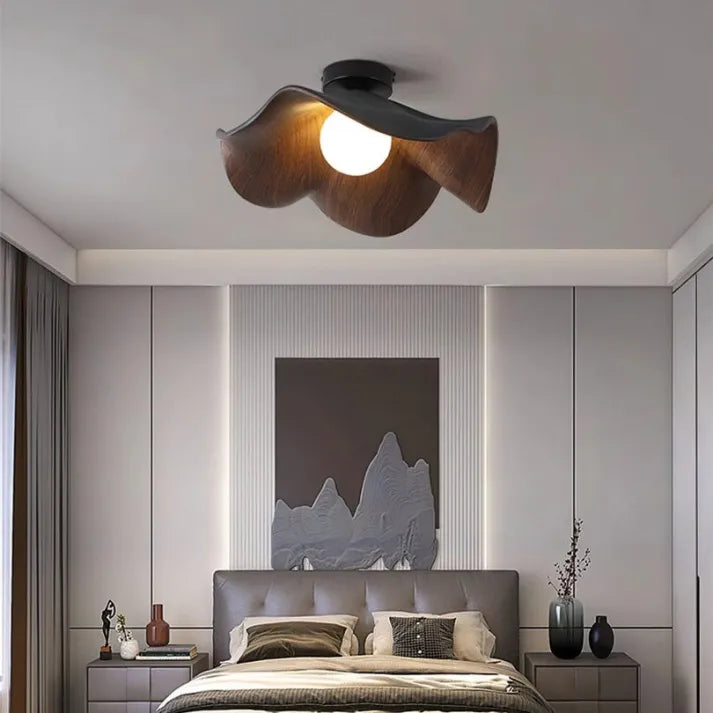 Nordic – Wooden and Resin Lotus Ceiling Lamp 