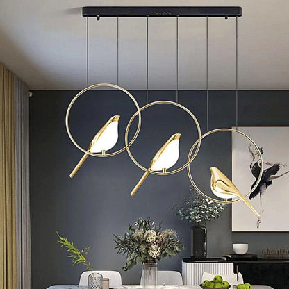 Creative LED Pendant Lamp in the Shape of Birds with Rings