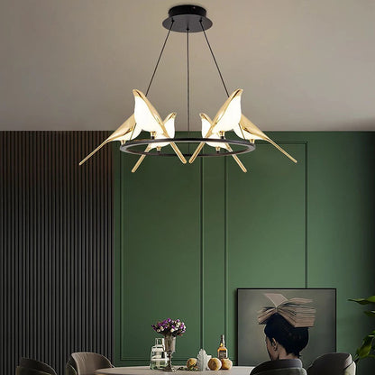 Creative LED Pendant Lamp in the Shape of Birds with Rings