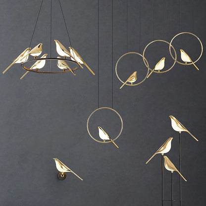 Creative LED Pendant Lamp in the Shape of Birds with Rings