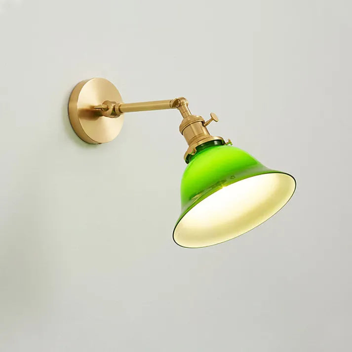 Retro Swivel Arm Glass Wall Lamp - Glass wall lamp with retro swivel arm 