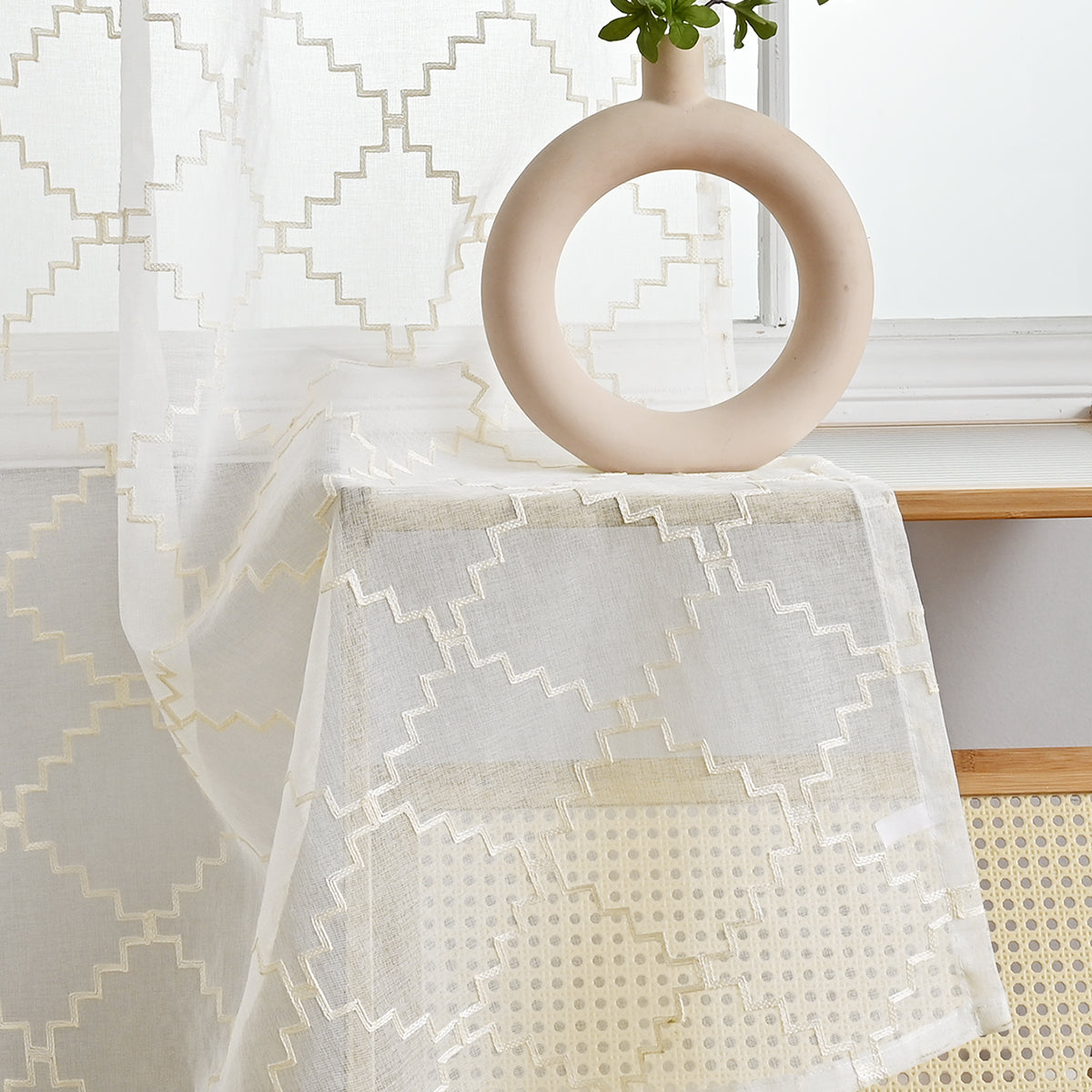 DiamondSheer - Transparent Voile with Wave Pattern