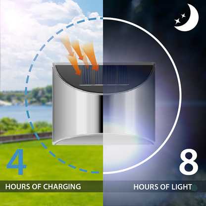 Solar LED Outdoor Wall Lights Stainless Steel - Durable Waterproof for Lawn, Backyard, Garden