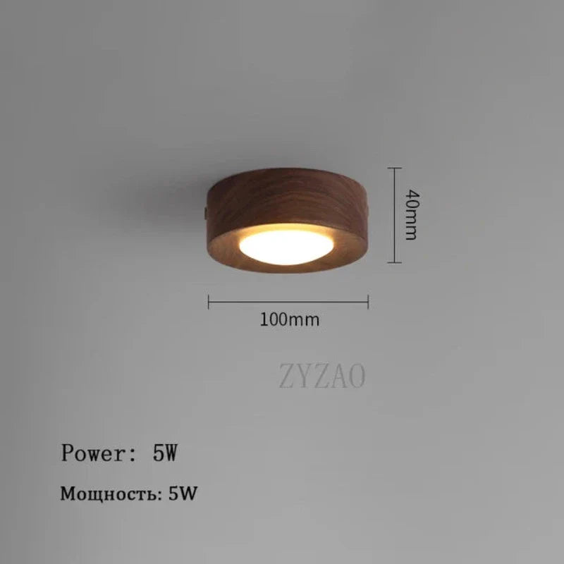 WoodenGlow - Walnut Ceiling Lamp with LED Spotlight