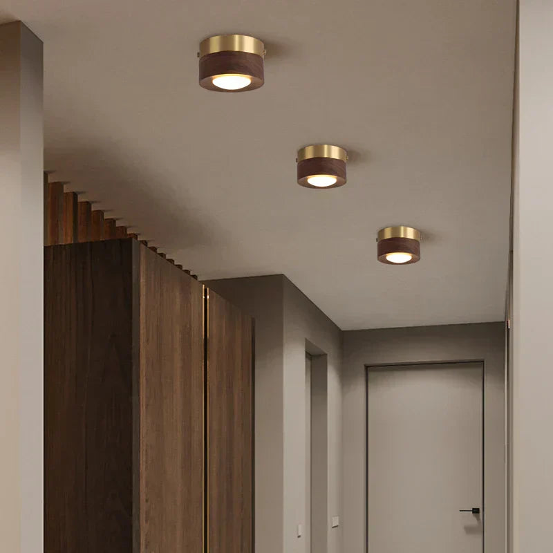 WoodAura - Walnut Ceiling Lamp with LED Spot