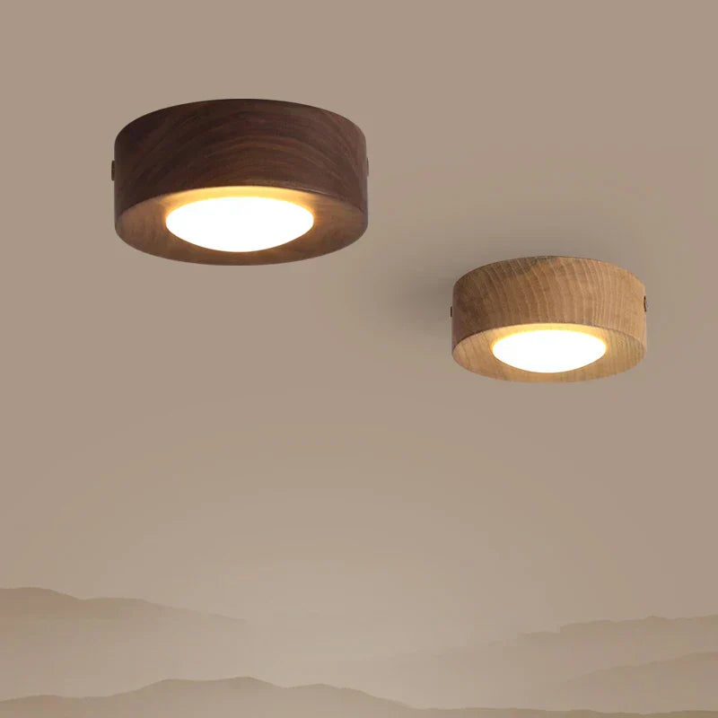 WoodAura - Walnut Ceiling Lamp with LED Spot