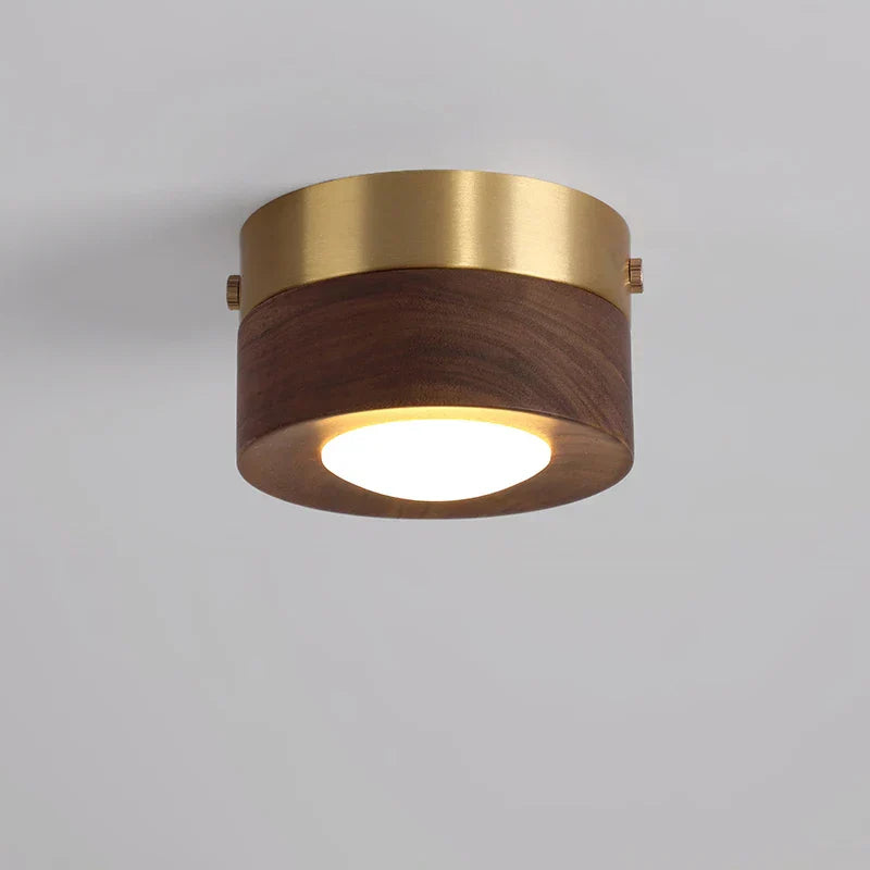 WoodAura - Notenhouten Plafondlamp met LED Spot