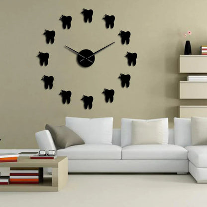 DentiGlow - Modern wall clock with dental mirror effect