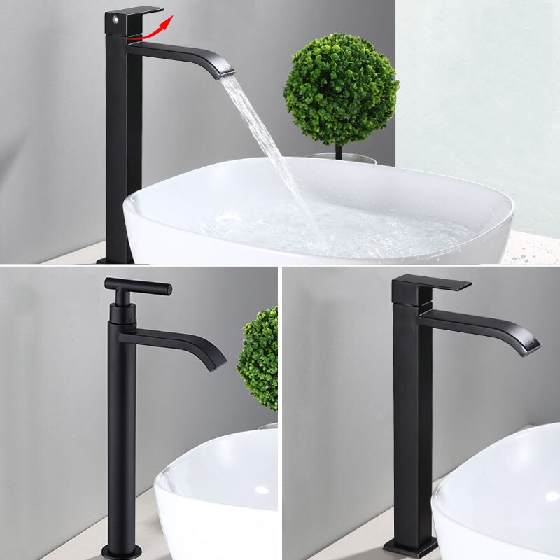 Black Cold Water Single Tap for Washbasin Mounting 