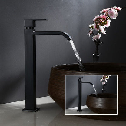 Black Cold Water Single Tap for Washbasin Mounting 