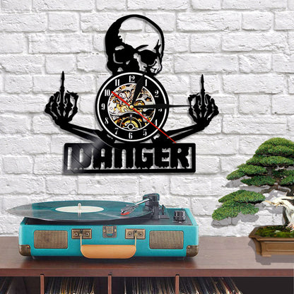 SkullGlow - Stoere schedel vinyl wandklok