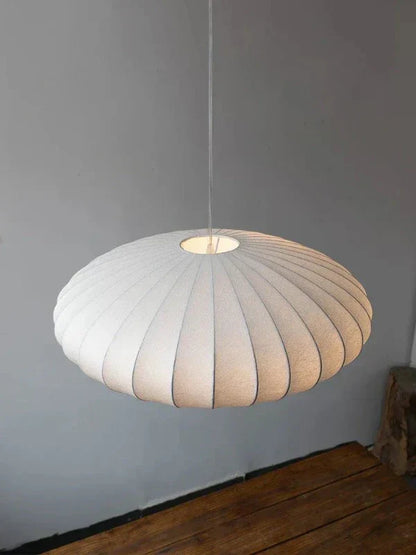 SatinSerenity – Silk Pendant Lamp with Crown