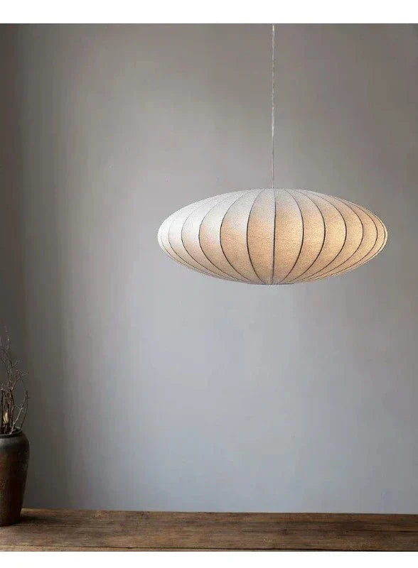 SatinSerenity – Silk Pendant Lamp with Crown