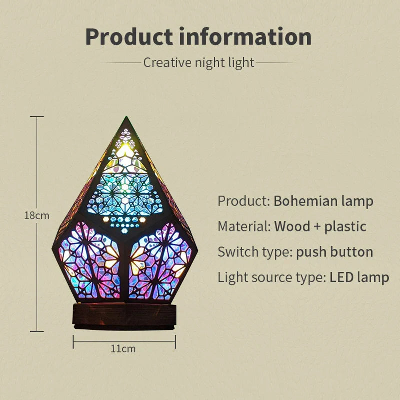 TimberProjection - Houten Holle Projectie Nachtlamp