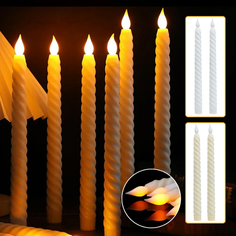 Candlestick 3D - Long LED Candles with 3D Wick for Christmas