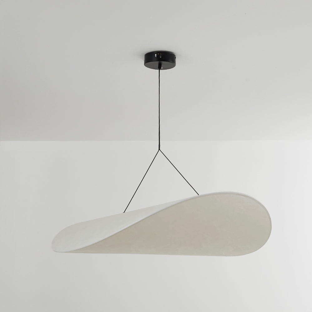 Renée Modern LED Pendant Lamp of Metal and Artificial Silk in White for Sleeping