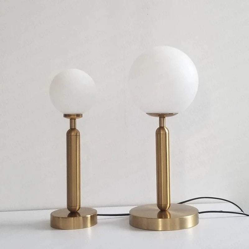 GlowSphere - LED Glass Ball Brass Table Lamp