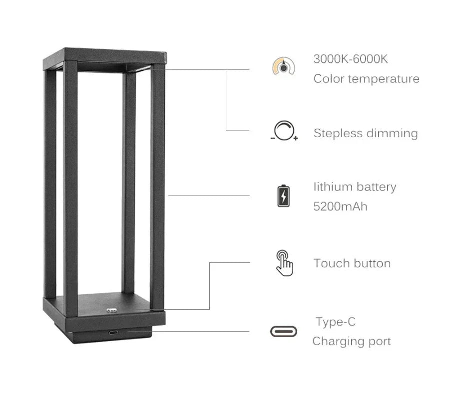 GlowVision - Modern Wireless LED Table Lamp