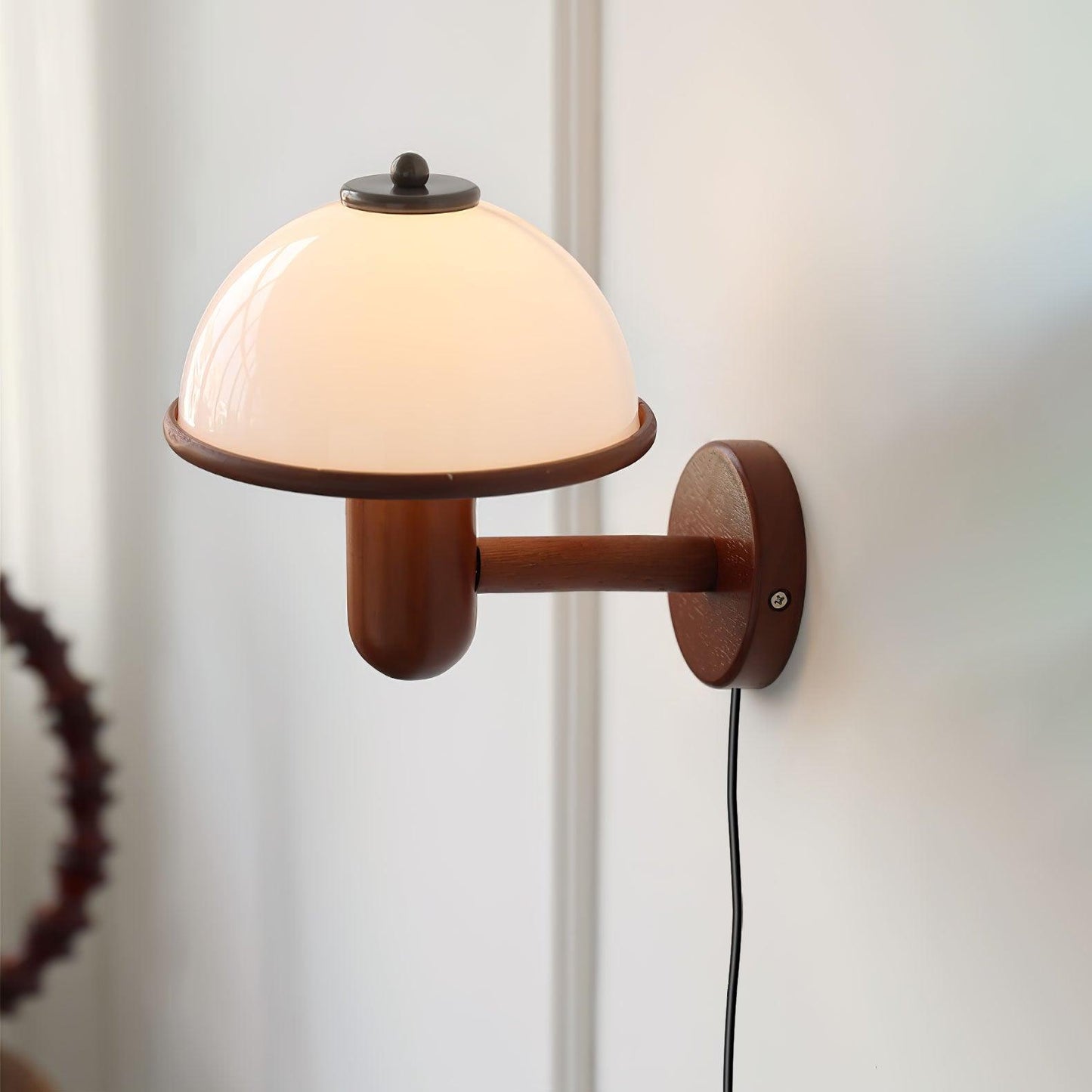 Mushroom Glow - Wooden mushroom wall lamp 