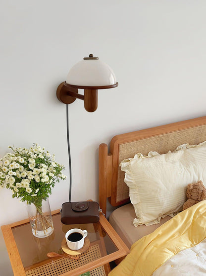 Mushroom Glow - Wooden mushroom wall lamp 