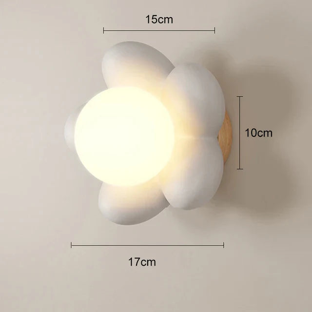 FloralGlimmer - Wall Lamp with Cream Flower