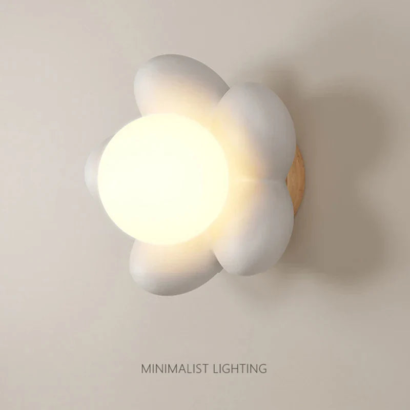 FloralGlimmer - Wall Lamp with Cream Flower