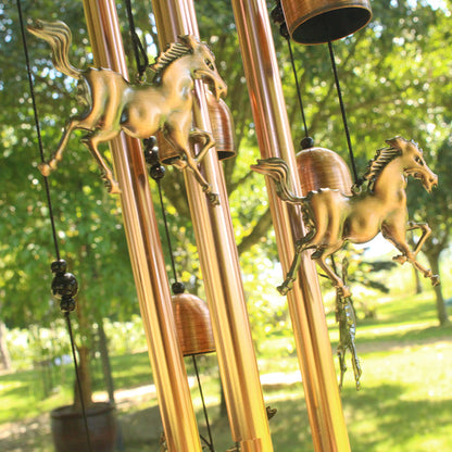 Retro Wind Chime with Horse in Bronze