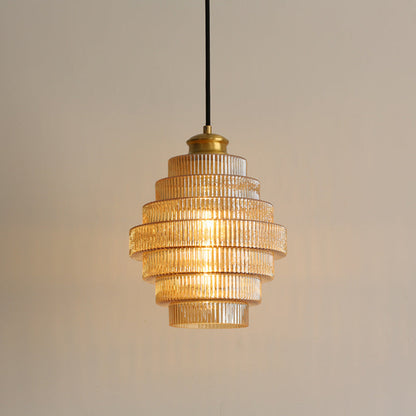 Glass and Brass Pendant Lamp in Bottle Shape