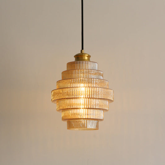 Glass and Brass Pendant Lamp in Bottle Shape