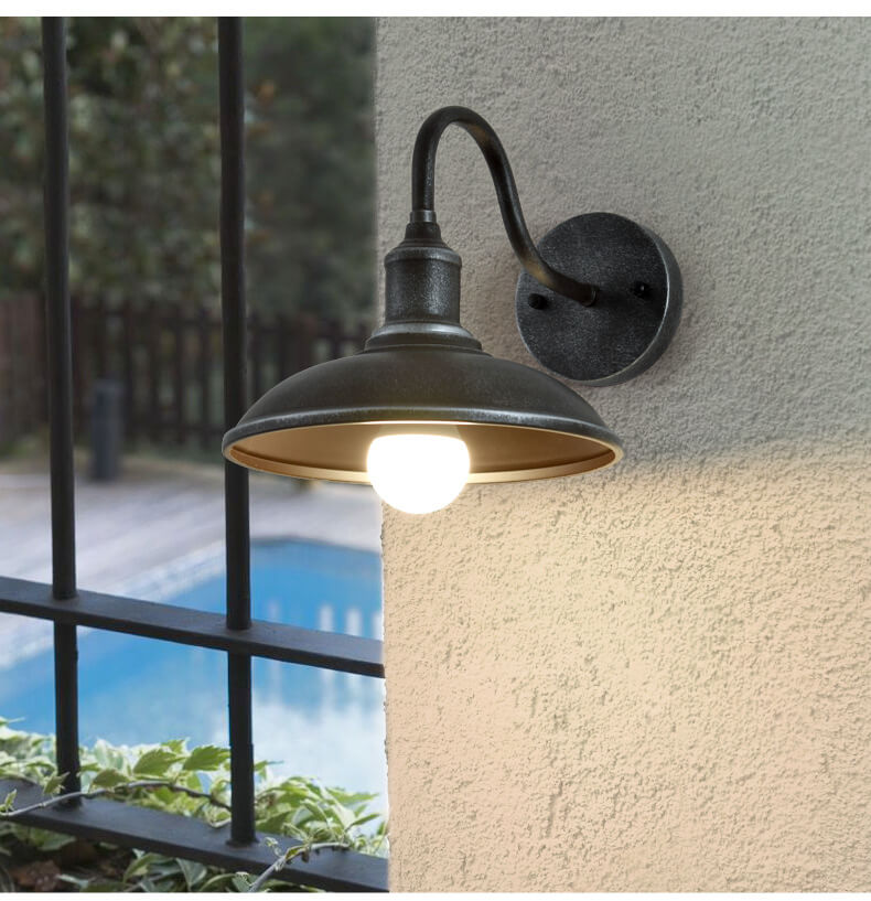 EisenGlow - Retro outdoor wall lamp with 1 iron dome light 